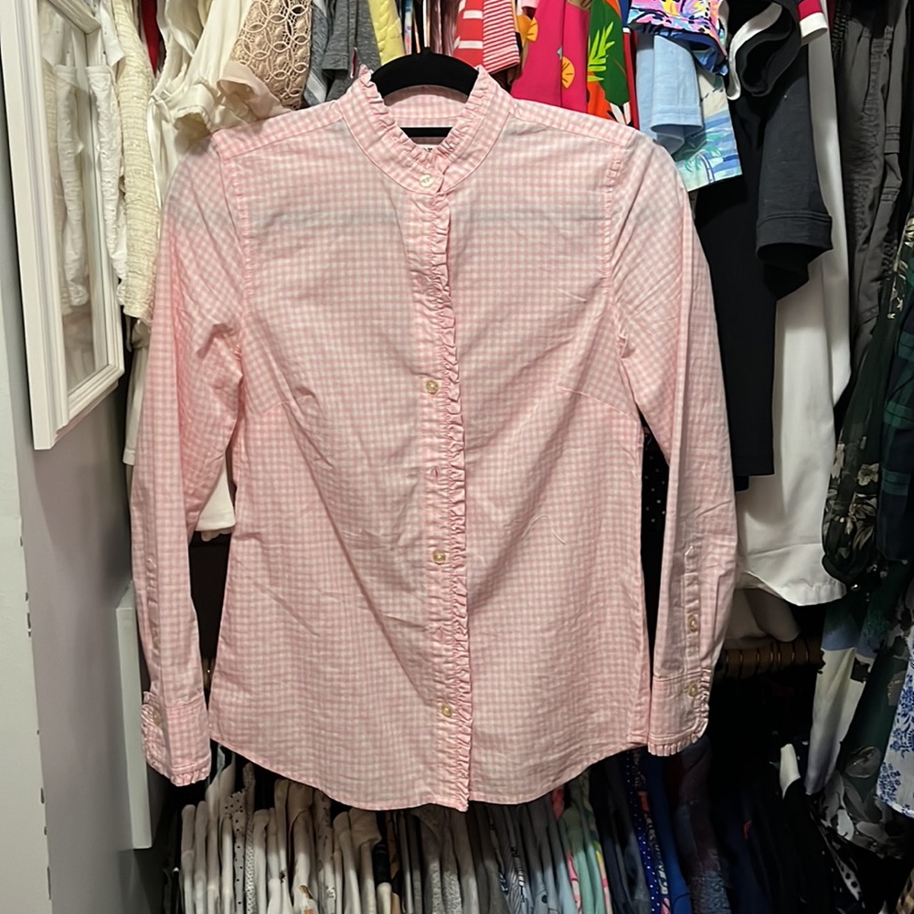 Pink gingham button down - Picture 2 of 7